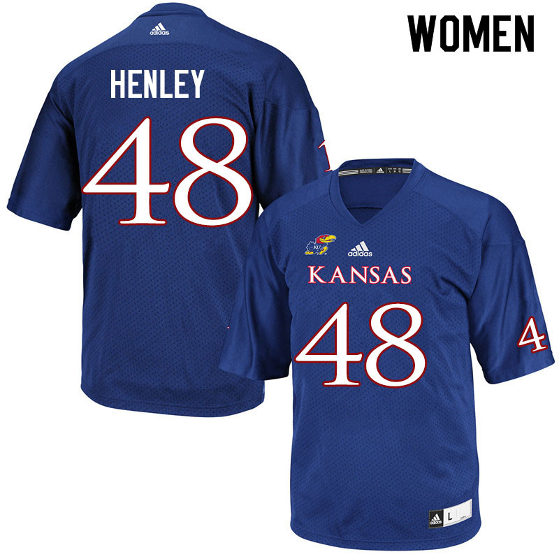 Women #48 Parker Henley Kansas Jayhawks College Football Jerseys Sale-Royal - Click Image to Close